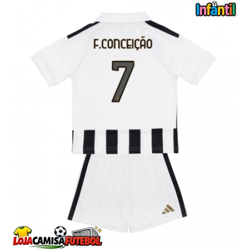 Camisa de Futebol Juventus Francisco Conceicao #7 Equipamento Principal Infantil 2026-27 Manga Curta (+ Calças curtas)
